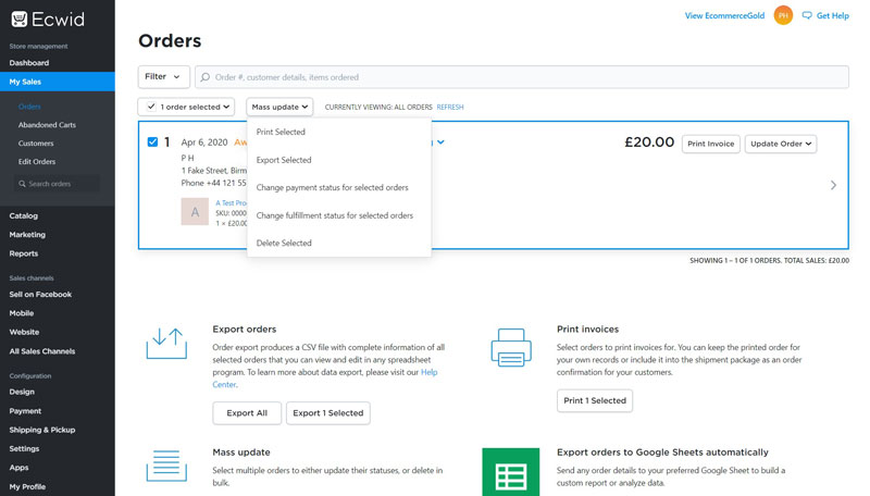 Ecwid Order Management