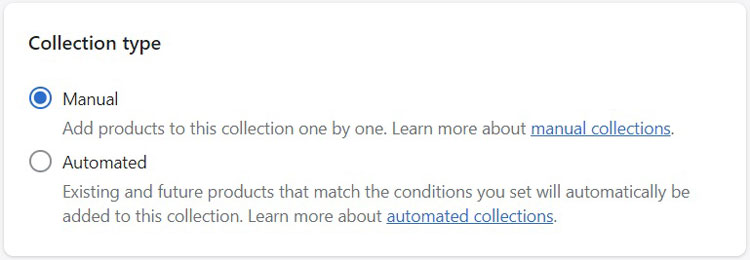 Shopify Tutorial - Manual Collection Type
