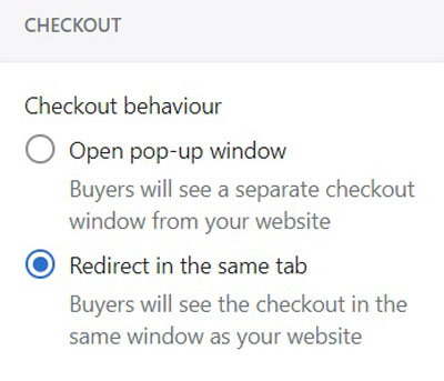 Shopify Buy Button Checkout Options