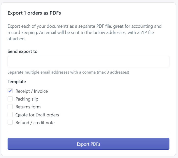 Shopify Export Orders PDF