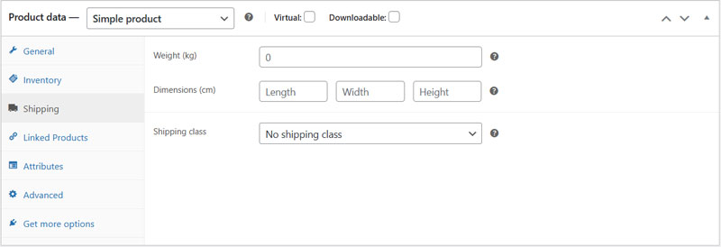 WooCommerce Product Data Shipping
