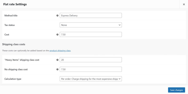 WooCommerce Shipping Class Prices