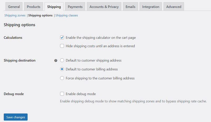 WooCommerce Shipping Options