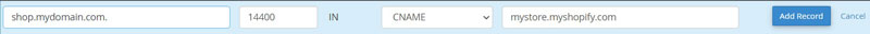 cPanel add new CNAME
