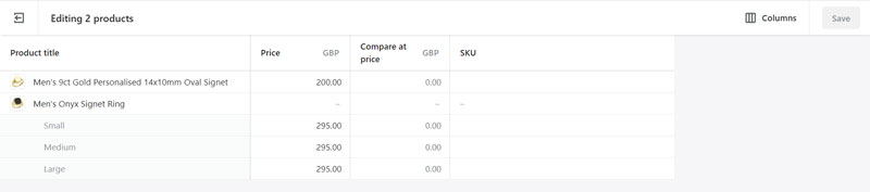 Shopify Bulk Product Editor