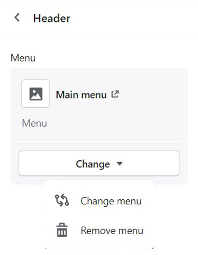 Shopify Change Main Menu