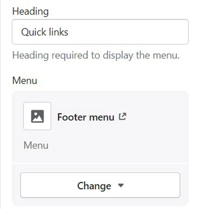 Shopify Footer Menu Change