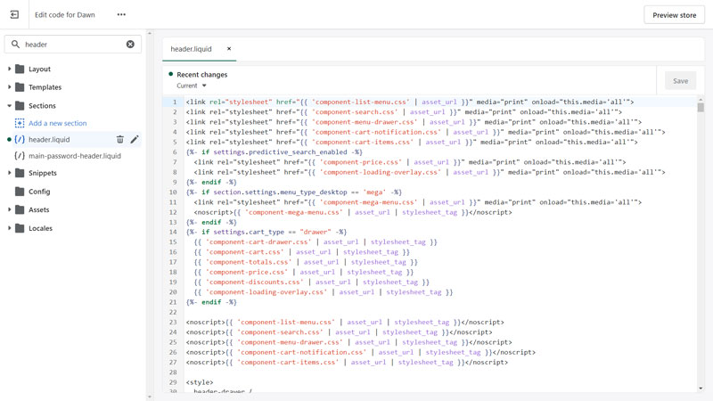 Shopify Header Liquid File
