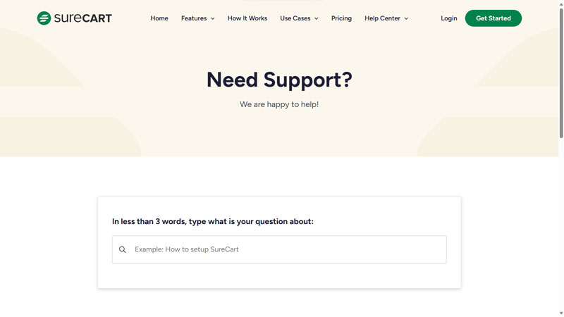SureCart Support Page