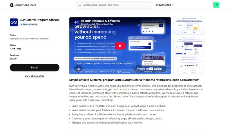 Bloop Shopify App Page