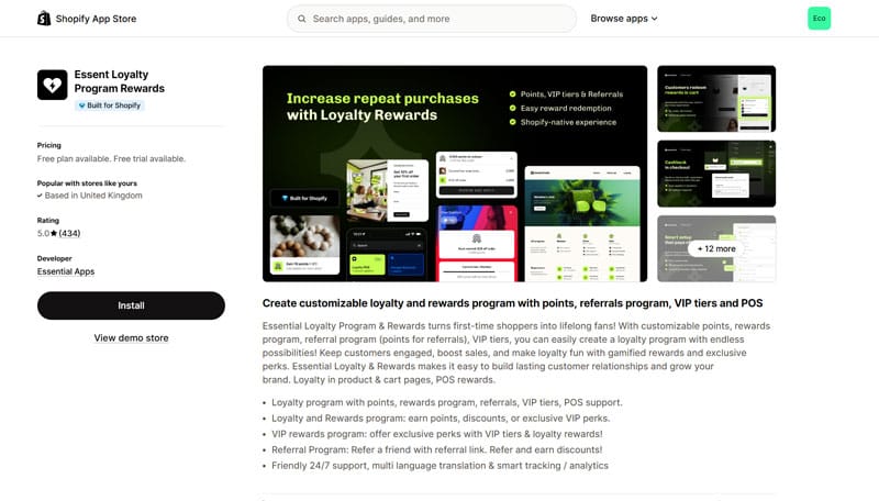 Essential Loyalty App Page