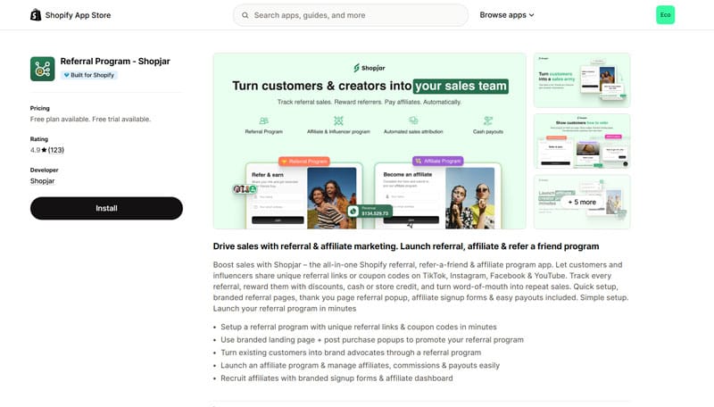 Shopjar Shopify App Page