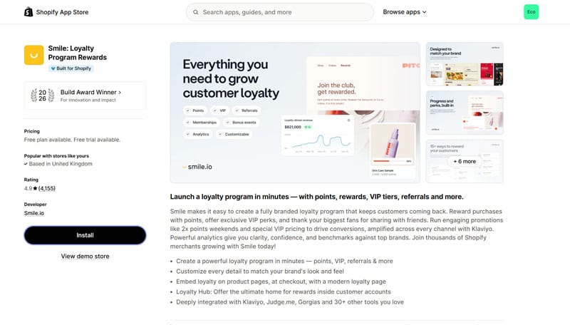Smile Loyalty App Page